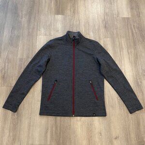 prAna Gray Full Zip Fleece Jacket M Athletic Outdoor Lightweight